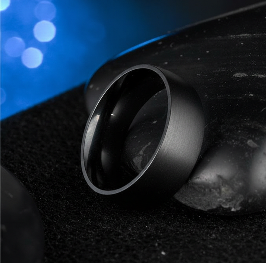 Real TITANIUM STEEL Classic Black Ring | Stainless STEEL– For Men | Includes: Ring