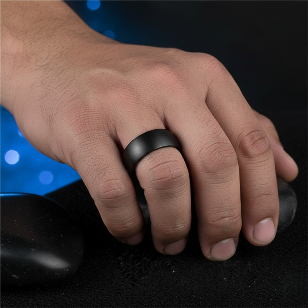 Real TITANIUM STEEL Classic Black Ring | Stainless STEEL– For Men | Includes: Ring