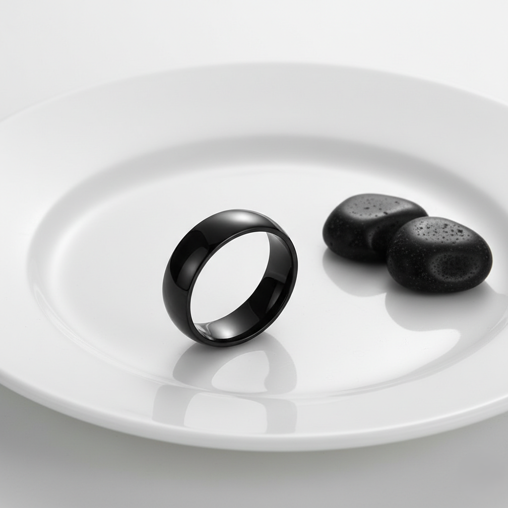 Real TITANIUM STEEL Classic Black Ring | Stainless STEEL– For Men | Includes: Ring