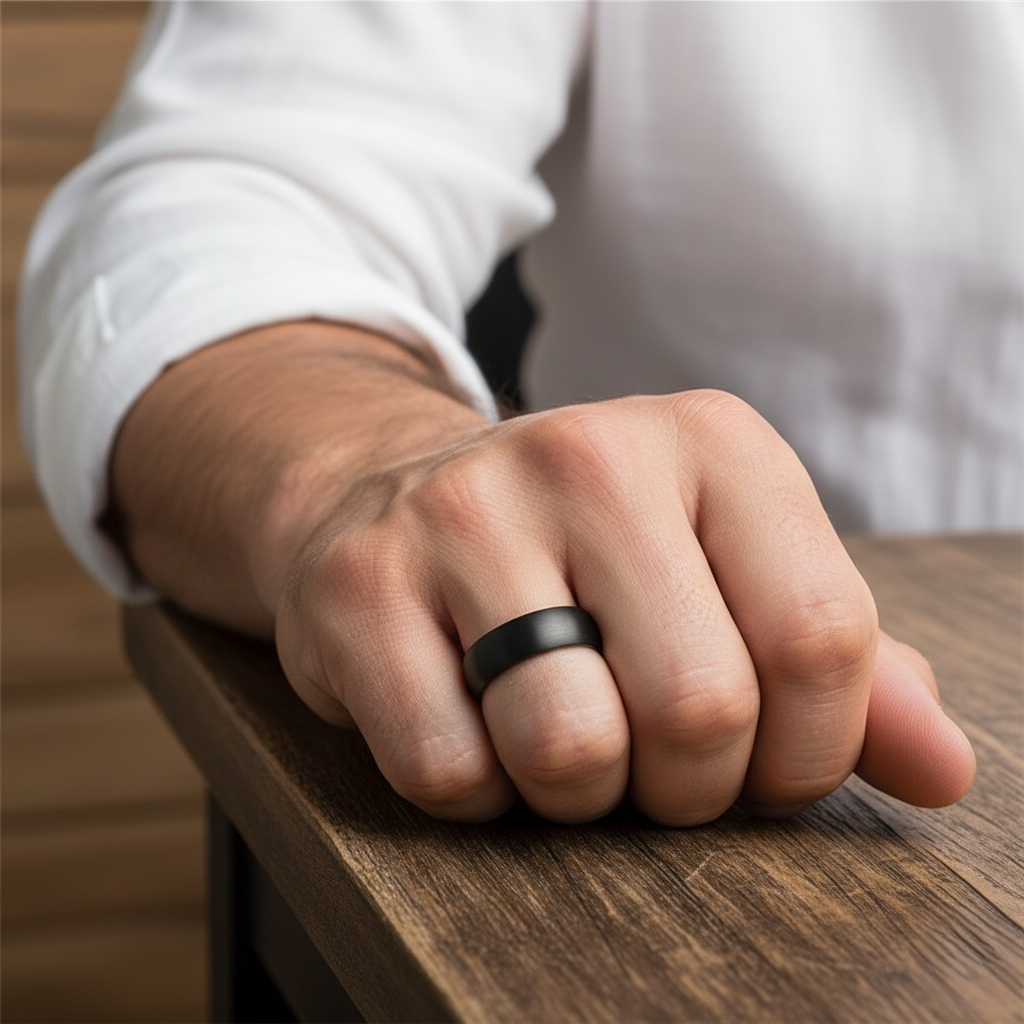 Real TITANIUM STEEL Classic Black Ring | Stainless STEEL– For Men | Includes: Ring