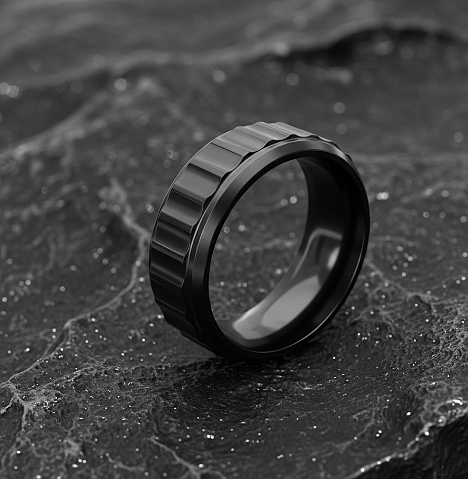Real TITANIUM STEEL Reed Black Ring | Stainless STEEL– For Men | Includes: Ring