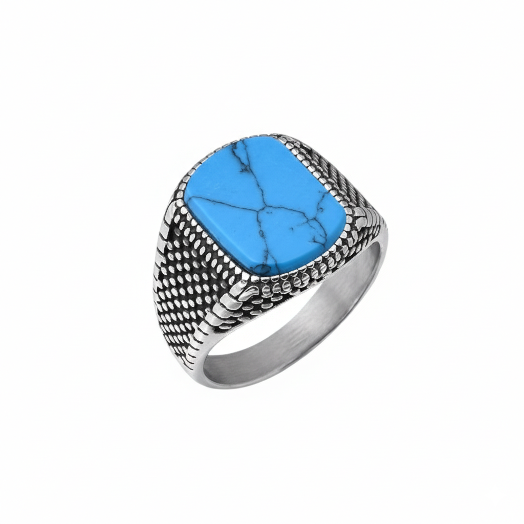 Turquoise TITANIUM STEEL Ring | Turquoise Stone– For Men | Includes: Ring