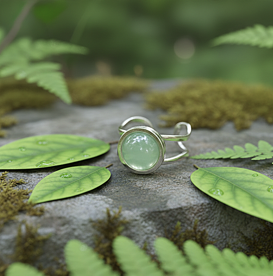 Real Green Aventurine Round Stone Ring | Fadeproof STEEL– For Men | Includes: Ring