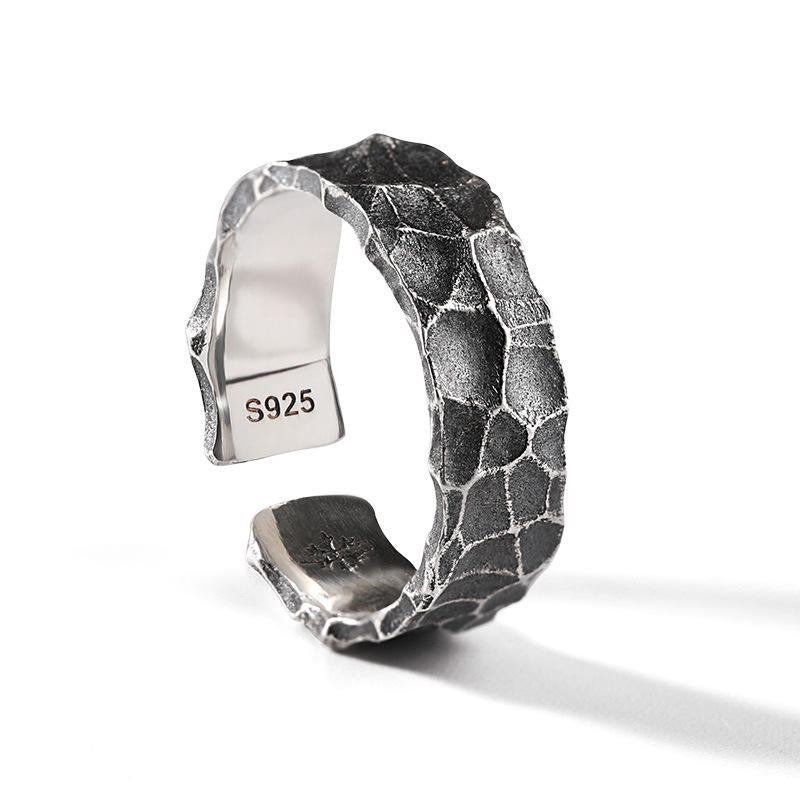 Rough & Tough Oxidised Ring Flexi Size | REAL STEEL - For Men | Includes: Ring
