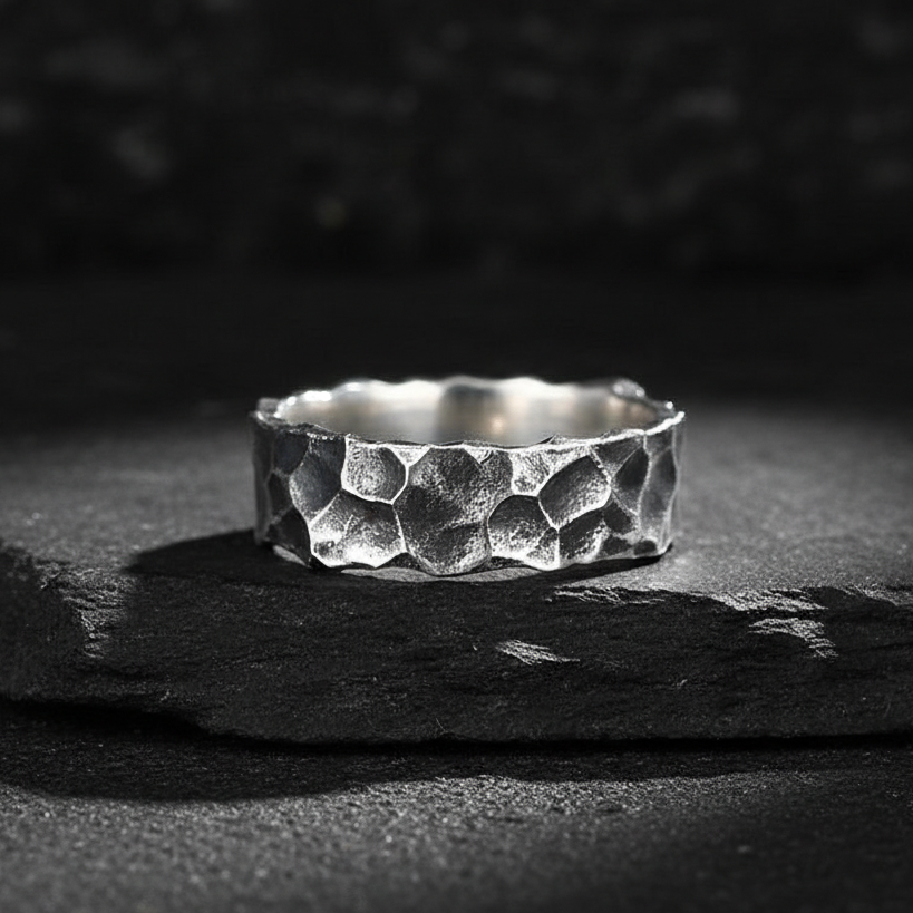 Rough & Tough Oxidised Ring Flexi Size | REAL STEEL - For Men | Includes: Ring