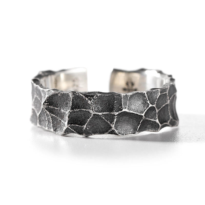 Rough & Tough Oxidised Ring Flexi Size | REAL STEEL - For Men | Includes: Ring