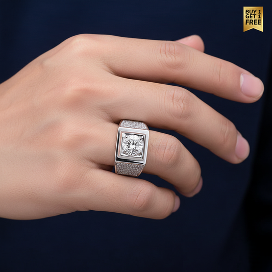 Solitire Multi Zircon Ring Flexi Size | REAL STEEL– For Men | Includes: Ring