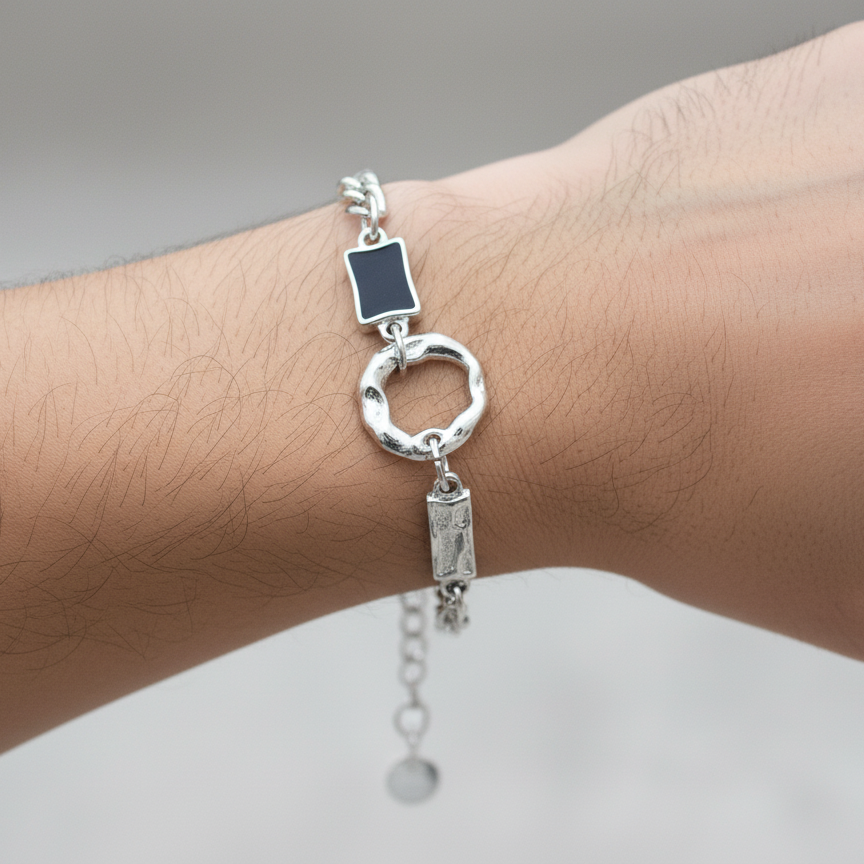 Black Zircon Heritage Bracelet | Real Steel- For Men | Includes: Bracelet