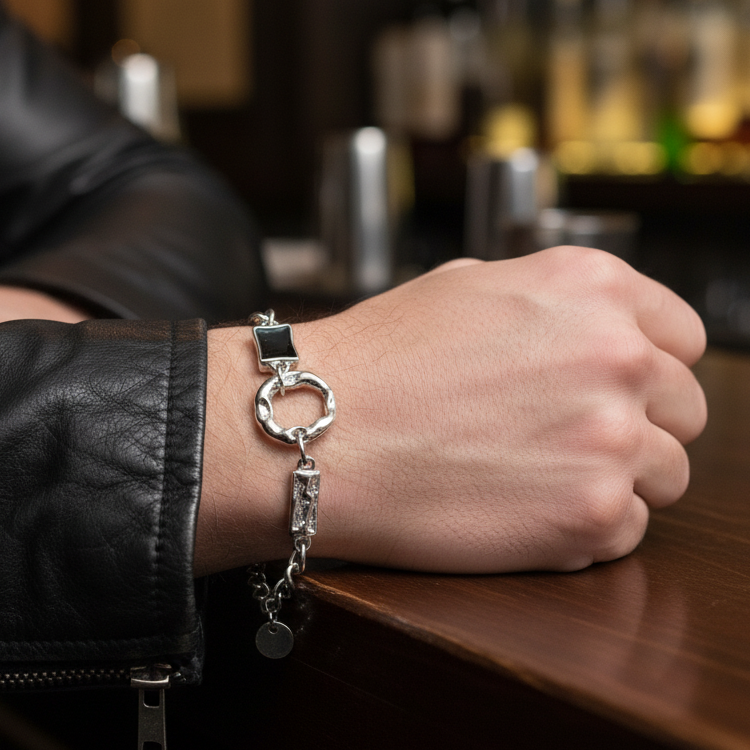 Black Zircon Heritage Bracelet | Real Steel- For Men | Includes: Bracelet