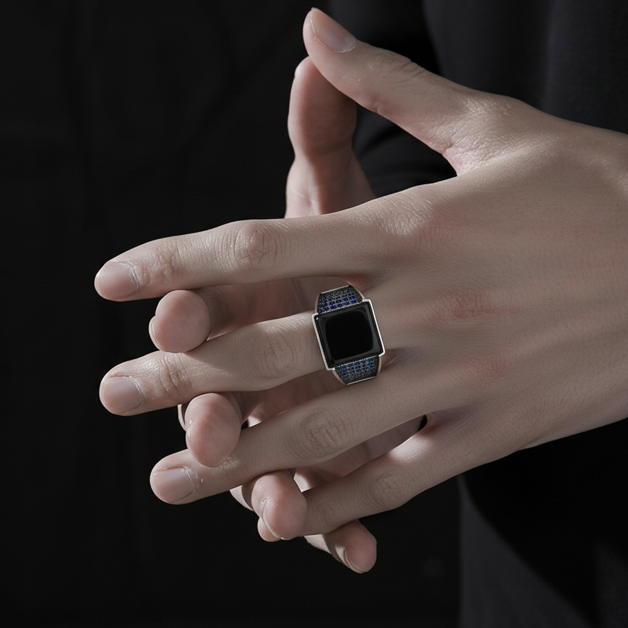Passion Obsidian Zircon Ring | Stainless Steel– For Men | Includes: Ring