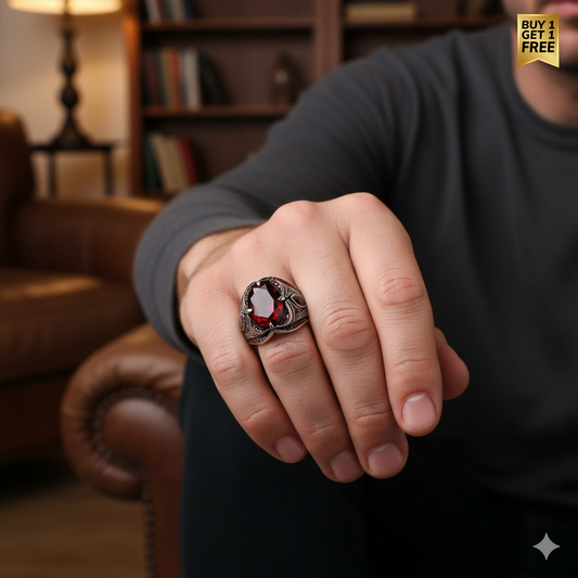 Royal Red Zircon Ring | Premium Alloy– For Men | Includes: Ring
