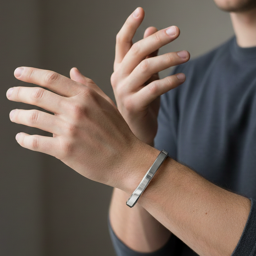 Solid Everyday Cuff Bracelet | TITANIUM STEEL - For Men | Includes: Bracelet