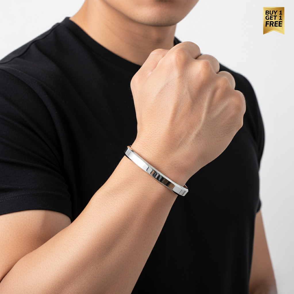 Solid Everyday Cuff Bracelet | TITANIUM STEEL - For Men | Includes: Bracelet