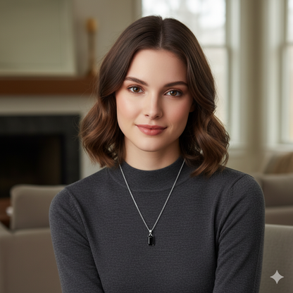 Obsidian Dainty Necklace | Stainless Steel - For Women | Includes: Necklace