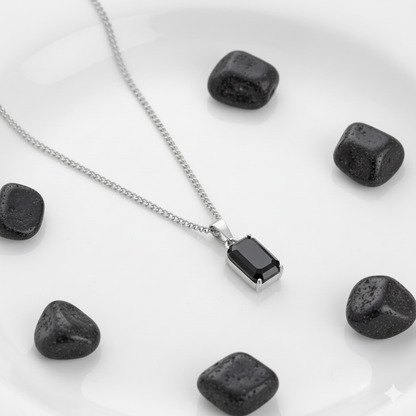 Obsidian Dainty Necklace | Stainless Steel - For Women | Includes: Necklace