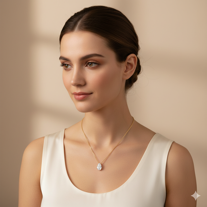 Dia Clear Zircon Dainty Necklace | 18K PVD Gold Plated - For Women | Includes: Necklace