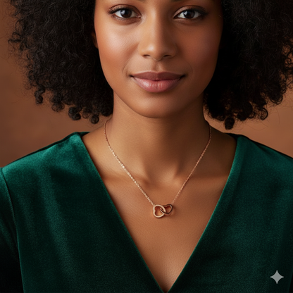 Intertwined Rose Gold Heart Necklace | 18K PVD Gold Plated - For Women | Includes: Necklace