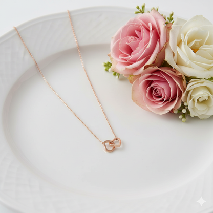Intertwined Rose Gold Heart Necklace | 18K PVD Gold Plated - For Women | Includes: Necklace
