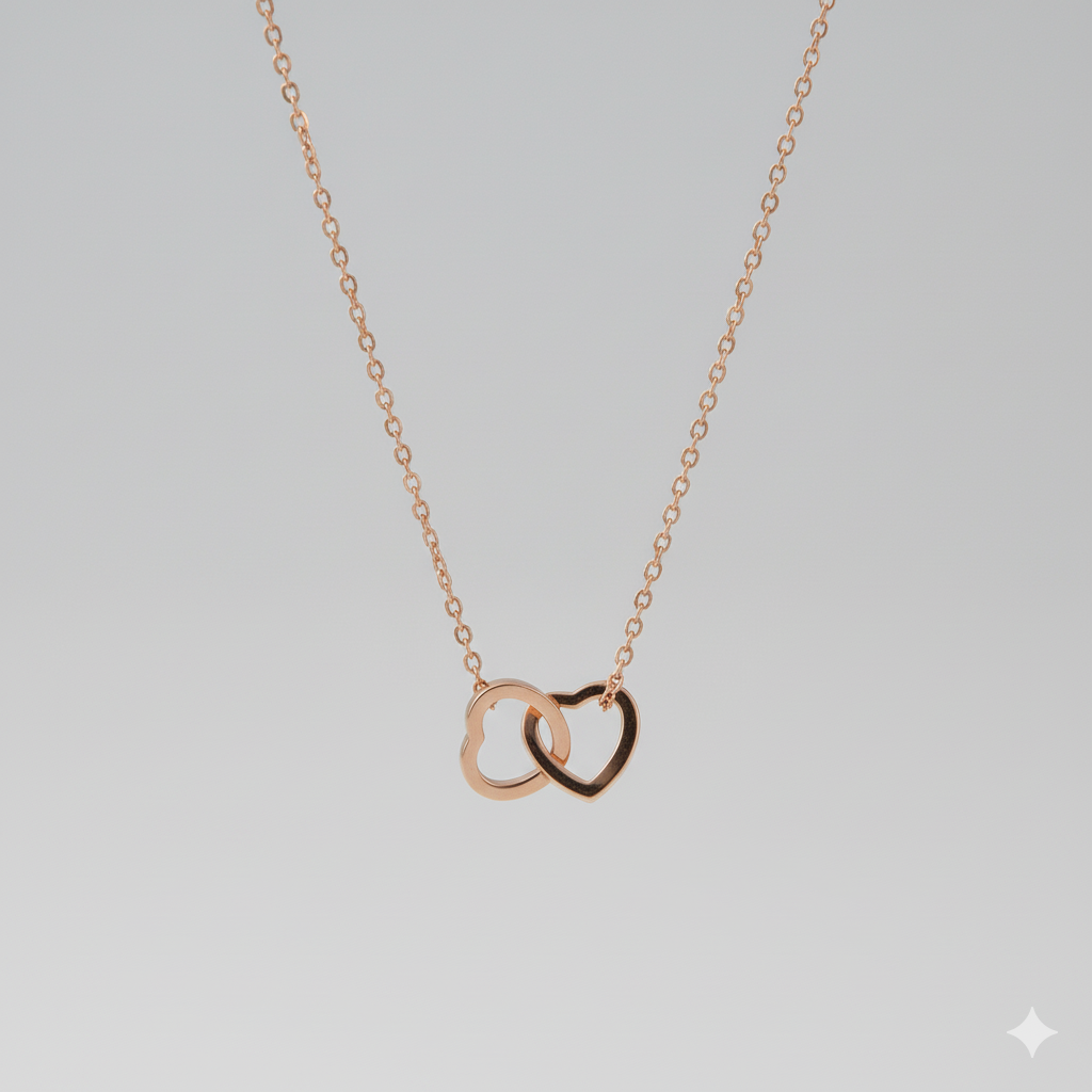Intertwined Rose Gold Heart Necklace | 18K PVD Gold Plated - For Women | Includes: Necklace
