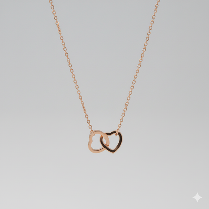 Intertwined Rose Gold Heart Necklace | 18K PVD Gold Plated - For Women | Includes: Necklace