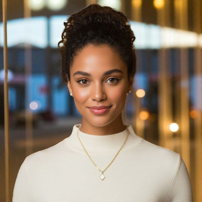 Diamond Shell Dainty Necklace | 18K PVD Gold Plated - For Women | Includes: Necklace