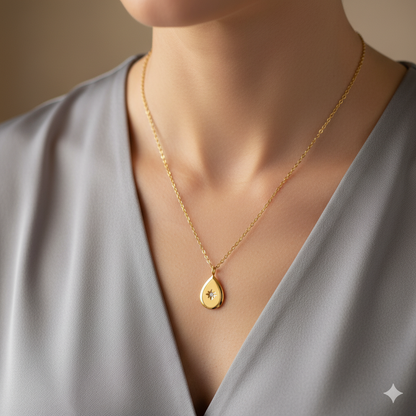 Solid Dia Necklace | 18K PVD Gold Plated - For Women | Includes: Necklace
