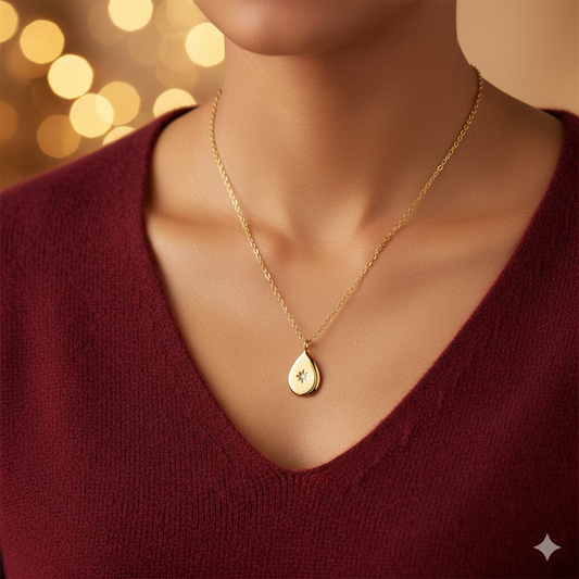 Solid Dia Necklace | 18K PVD Gold Plated - For Women | Includes: Necklace