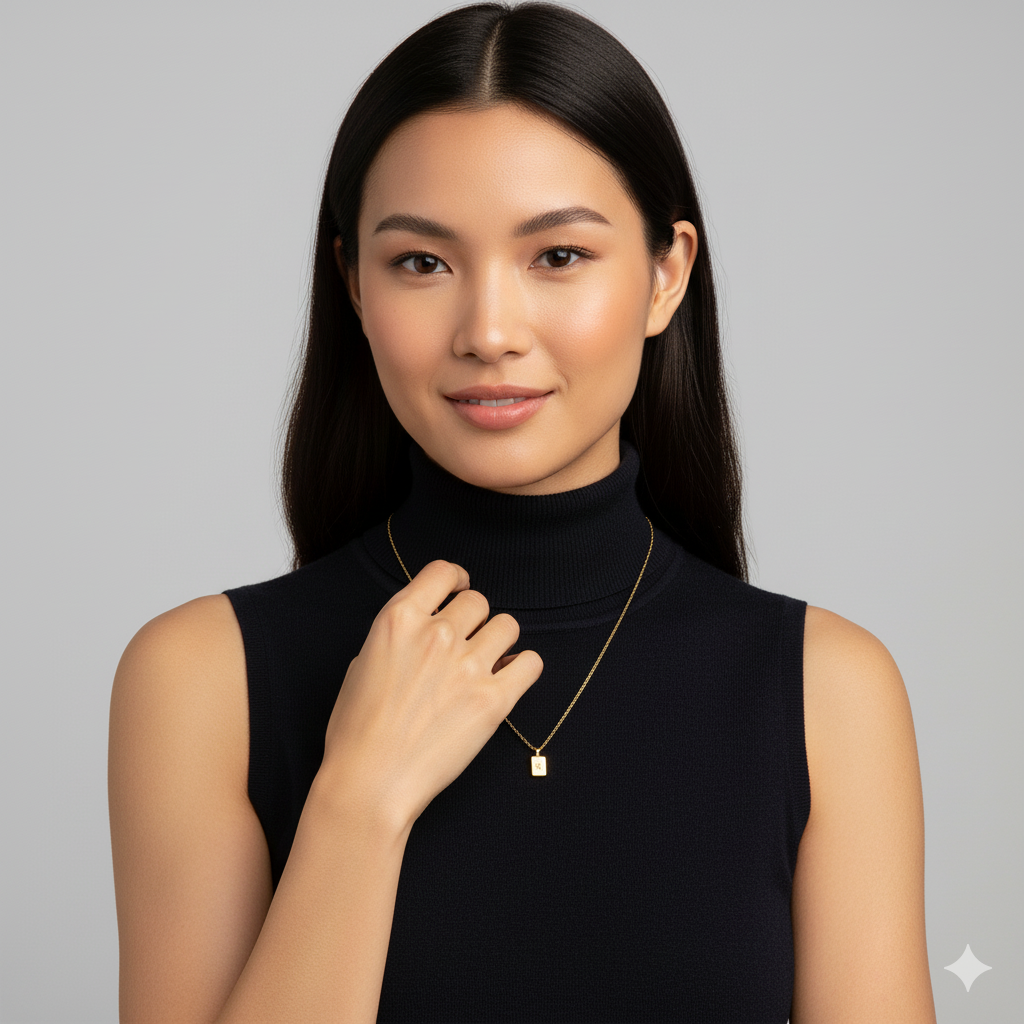 Solid Dainty Necklace | 18K PVD Gold Plated - For Women | Includes: Necklace