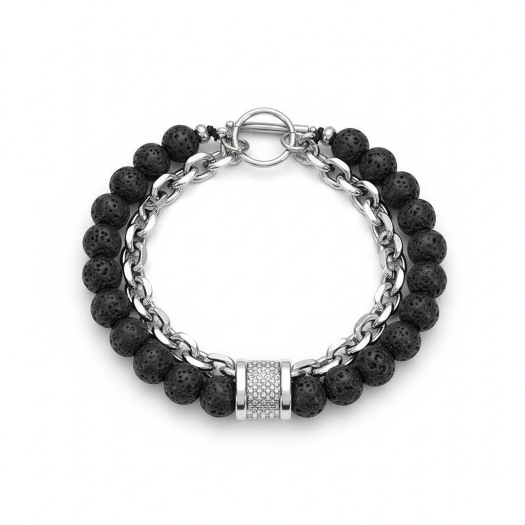 Grounding Dual Layer Bracelet | Lava Stone - For Men | Includes: Bracelet