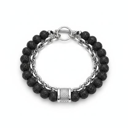 Grounding Dual Layer Bracelet | Lava Stone - For Men | Includes: Bracelet