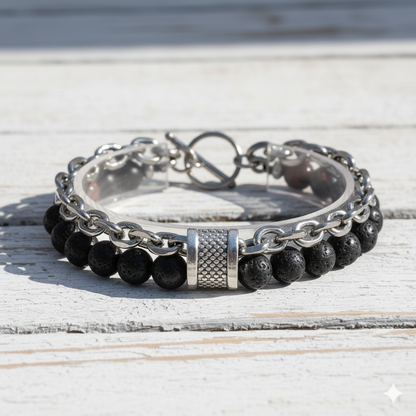 Grounding Dual Layer Bracelet | Lava Stone - For Men | Includes: Bracelet