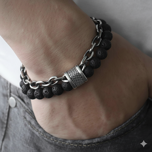 Grounding Dual Layer Bracelet | Lava Stone - For Men | Includes: Bracelet