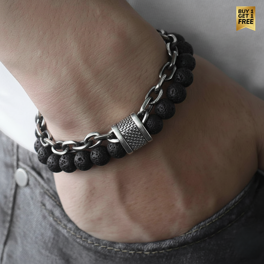 Grounding Dual Layer Bracelet | Lava Stone - For Men | Includes: Bracelet