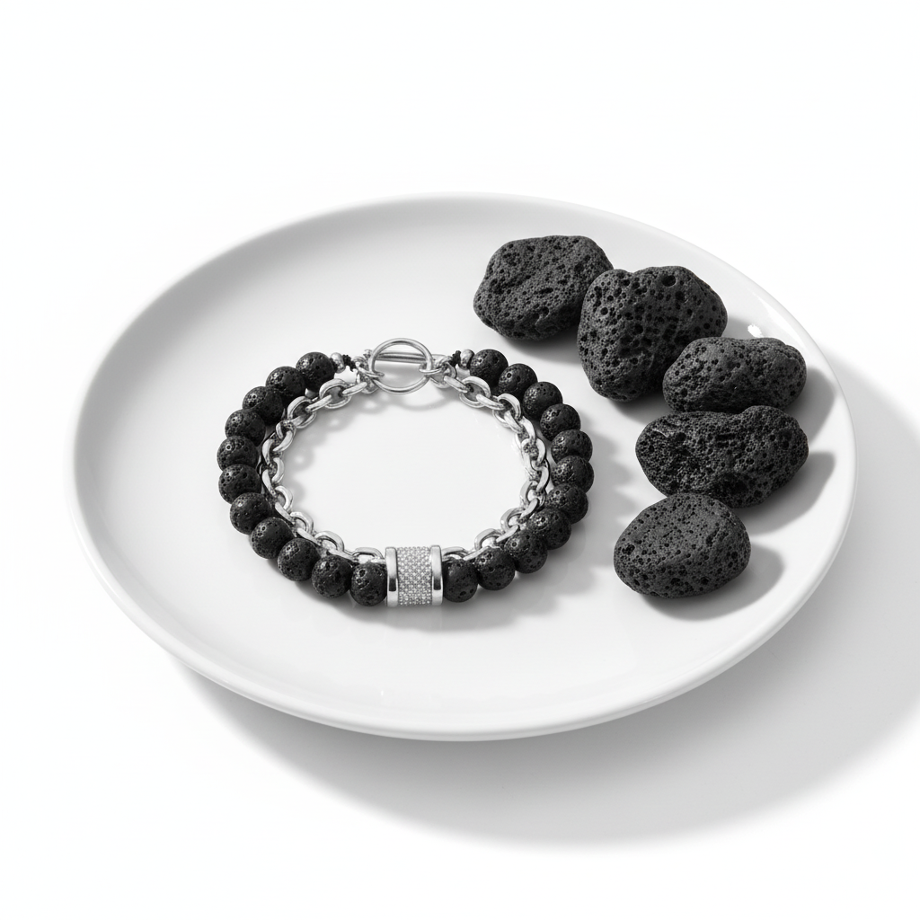 Grounding Dual Layer Bracelet | Lava Stone - For Men | Includes: Bracelet