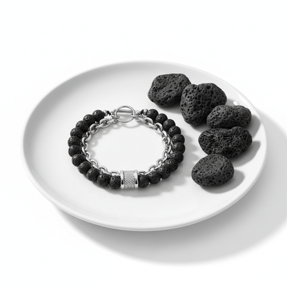 Grounding Dual Layer Bracelet | Lava Stone - For Men | Includes: Bracelet