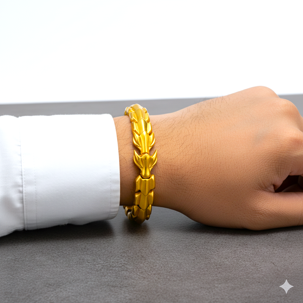 Golden Dragon Bracelet | Premium Alloy - For Men | Includes: Bracelet