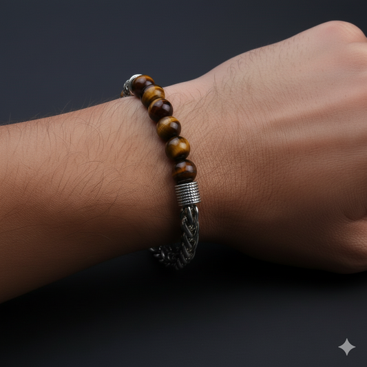 Confidence Flexi Bracelet | Tiger Eye Stone - For Men | Includes: Bracelet