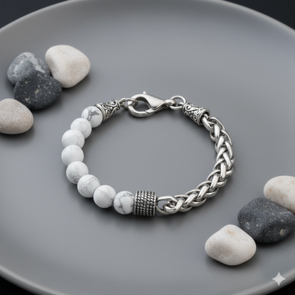 Calm Flexi Bracelet | Howlite Stone - For Men | Includes: Bracelet