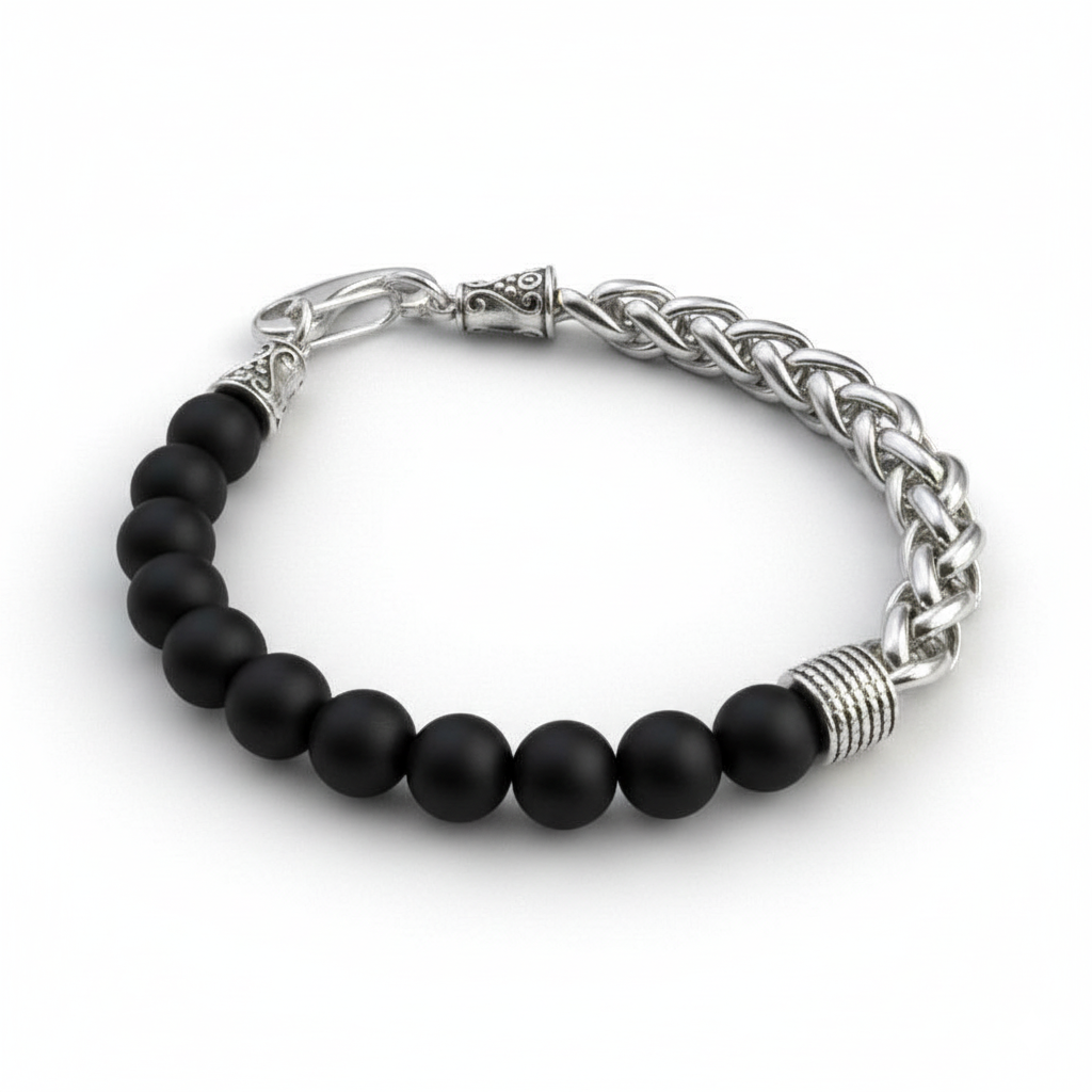 Protection Flexi Bracelet | Obsidian Stone - For Men | Includes: Bracelet