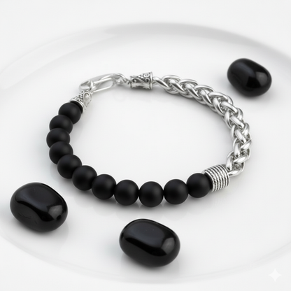 Protection Flexi Bracelet | Obsidian Stone - For Men | Includes: Bracelet