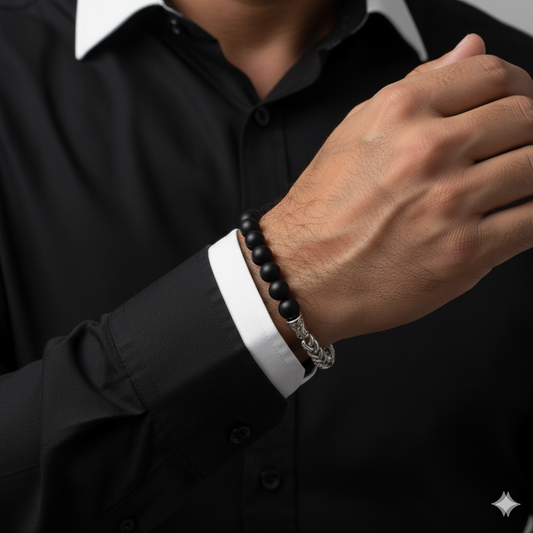 Protection Flexi Bracelet | Obsidian Stone - For Men | Includes: Bracelet