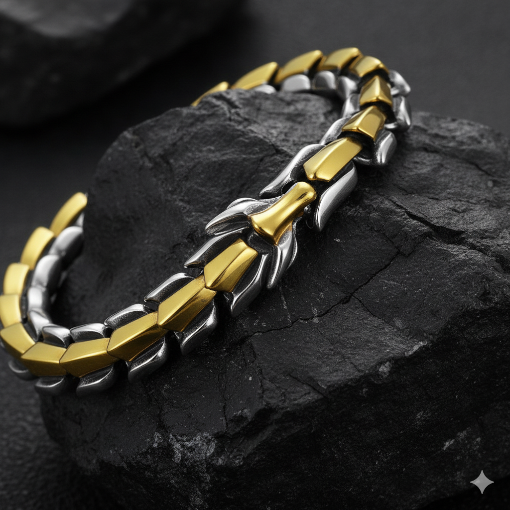 Striped Dragon Bracelet | Premium Alloy - For Men | Includes: Bracelet