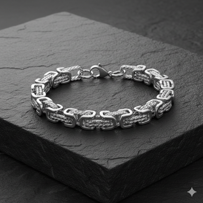 Funky Silver Rope Bracelet | Stainless Steel - For Men | Includes: Bracelet