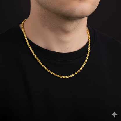 Golden Steel Rope Necklace | Stainless Steel- For Men| Includes: Necklace
