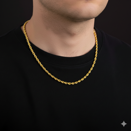 Golden Steel Rope Necklace | Stainless Steel- For Men| Includes: Necklace