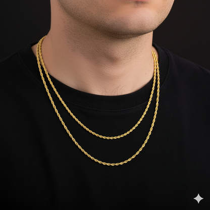 Golden Steel Rope Necklace | Stainless Steel- For Men| Includes: Necklace