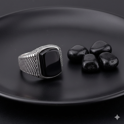 Mystic Black Zircon Ring Flexi Size | Premium Alloy– For Men | Includes: Ring
