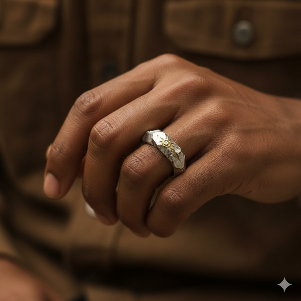 Silver Warrior Ring Flexi Size | Copper– For Men | Includes: Ring