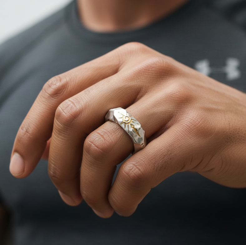 Silver Warrior Ring Flexi Size | Copper– For Men | Includes: Ring