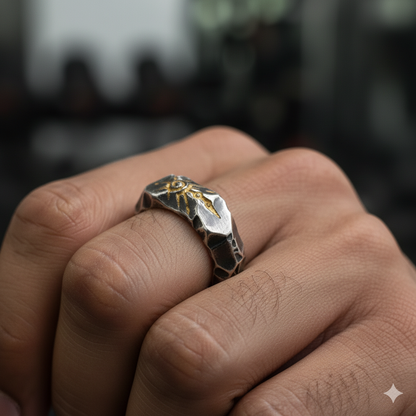 Oxidised Warrior Ring Flexi Size | Copper– For Men | Includes: Ring